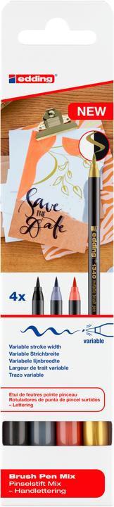 Produktbild Edding Malstiftebox Brushpen 1340 metallic Mix 4 Stück, Assortiert (Multi, 4 x)