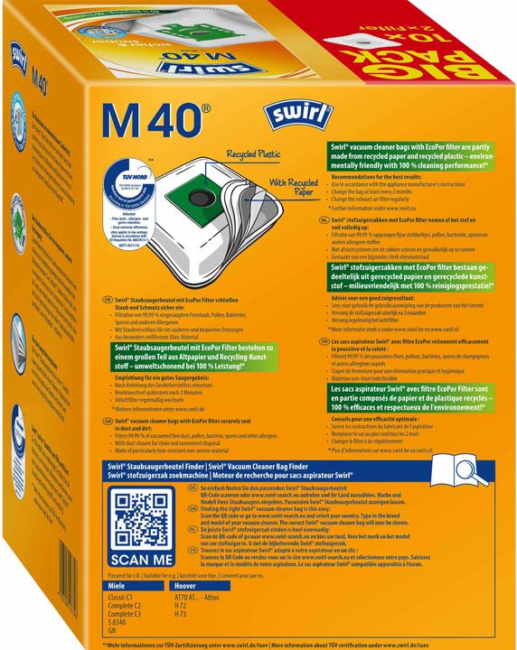 Immagine prodotto Swirl Sacchetti per la polvere M40 Big-Pack (10 x)