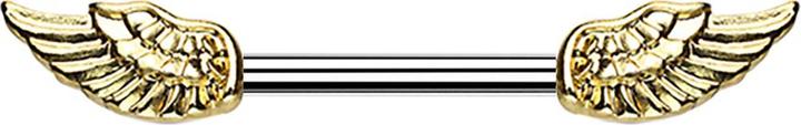 Actual product image Star Piercing Barbell Barbell vergoldet mit Engelsflügel (Surgical steel 316L, Brass)