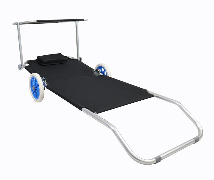 Image du produit VCM Bain de soleil avec roulettes et toit solaire (165 cm)