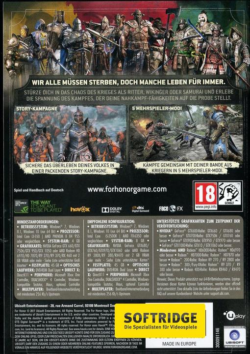 Produktbild Ubisoft For Honor (PC, DE)