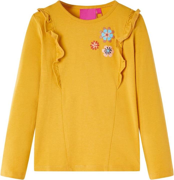 Actual product image VidaXL Children's long-sleeved shirt dark ochre 104,Material: 95 (104)