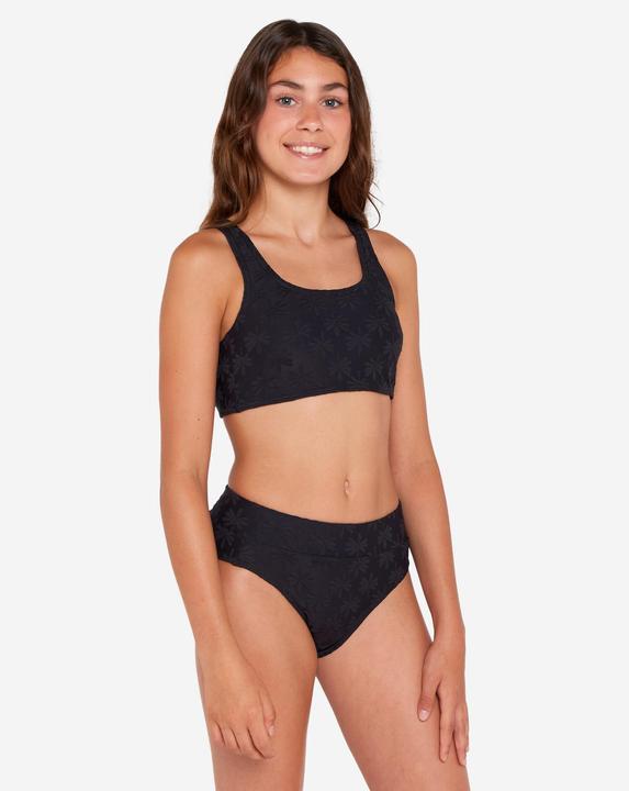 Image du produit Olaian Maillot 2 pièces surf brassière taille haute Fille - 500 Lao miami noir (140)