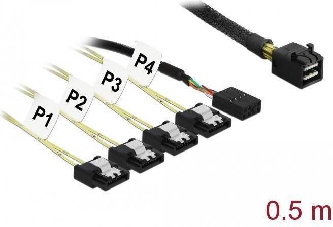 Produktbild Delock Reverse SAS Kabel: 4xSATA - SFF-8643, 0.5m