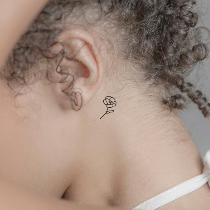 Actual product image minink Temporary tattoo - Poppy flower with leaf