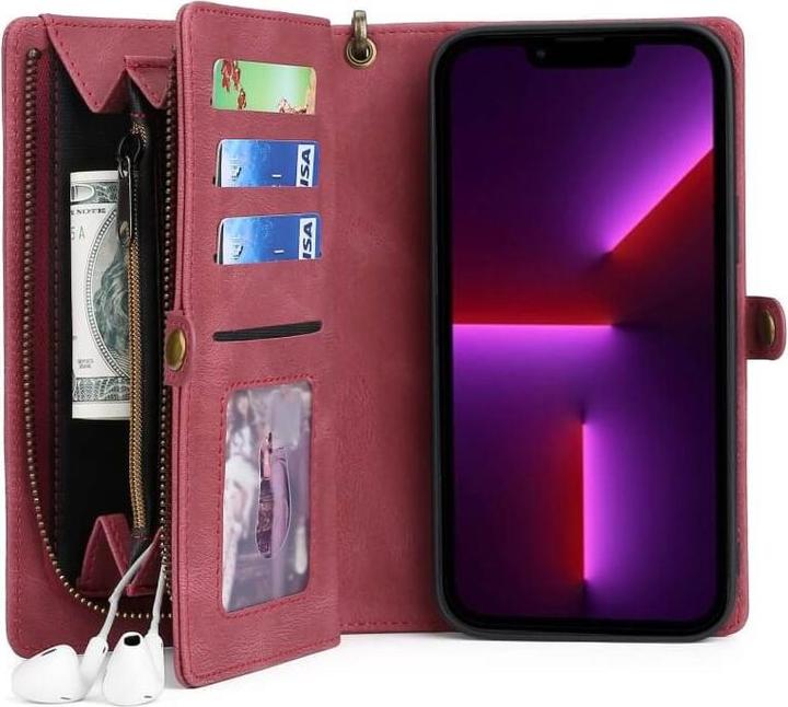 Produktbild Megshi iPhone 15 Pro Max - 2-1 Brieftaschen Hülle rot (Apple iPhone 15 Pro Max)