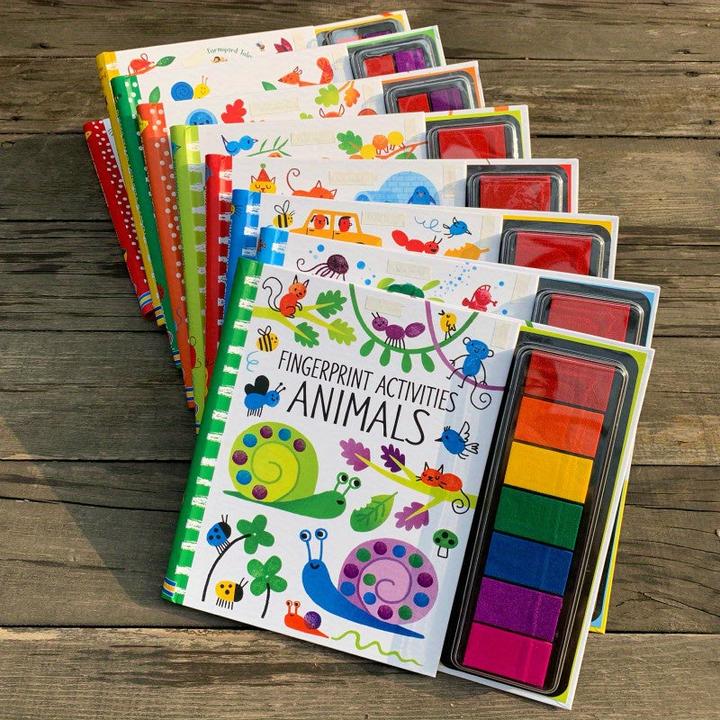 Image du produit Activity Board Livres Fingerprinting avec activités tampon encreur, livre Doodling, jouets DIY Craft