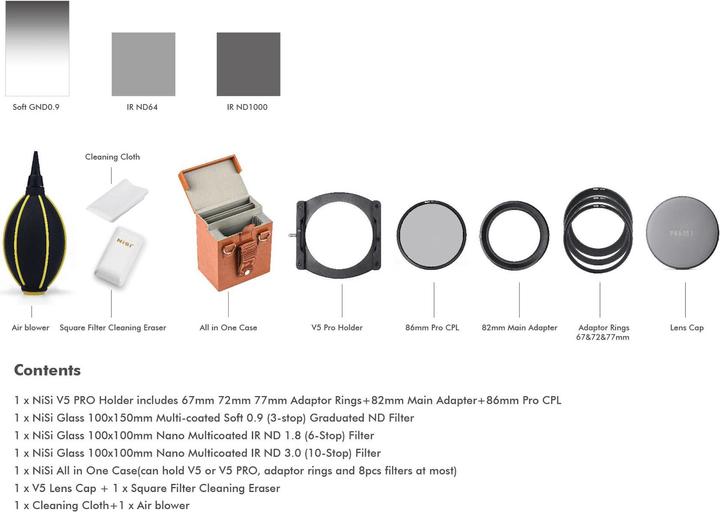 Actual product image Nisi starter kit (Neutral density filter, Graduated neutral density filter, 100 mm)
