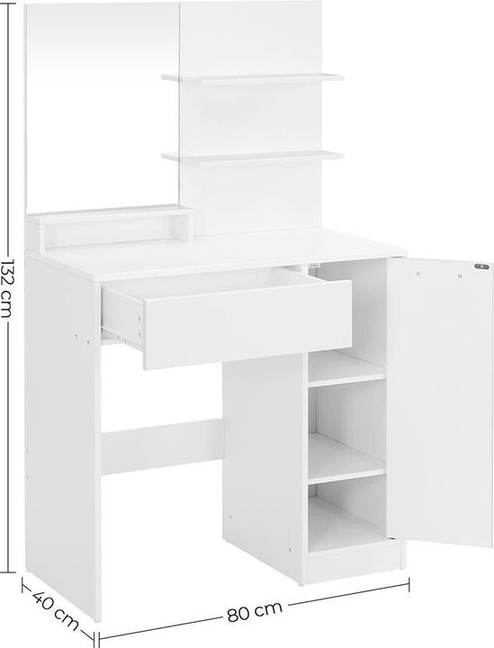 Image du produit Vasagle Coiffeuse blanche rectangulaire, structure de joues blanche, 80,0 cm 132,0 cm