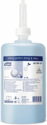 Actual product image Tork Hair & Body Liquid Soap, Shampoo & Shower Gel, S1 Dispenser, Premium Quality, 1 x 1000 ml (Liquid soap, 1000 ml)