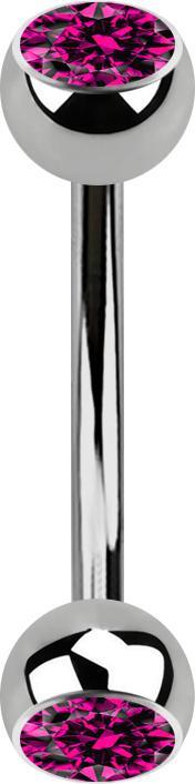 Produktbild Star Piercing Banane silber mit zwei Kugeln Kristall fuchsia (ohne Messing, Titan G23)
