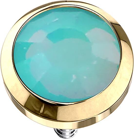Image du produit Star Piercing Dermal Anchor plaqué or avec opale verte (Acier chirurgical 316L)