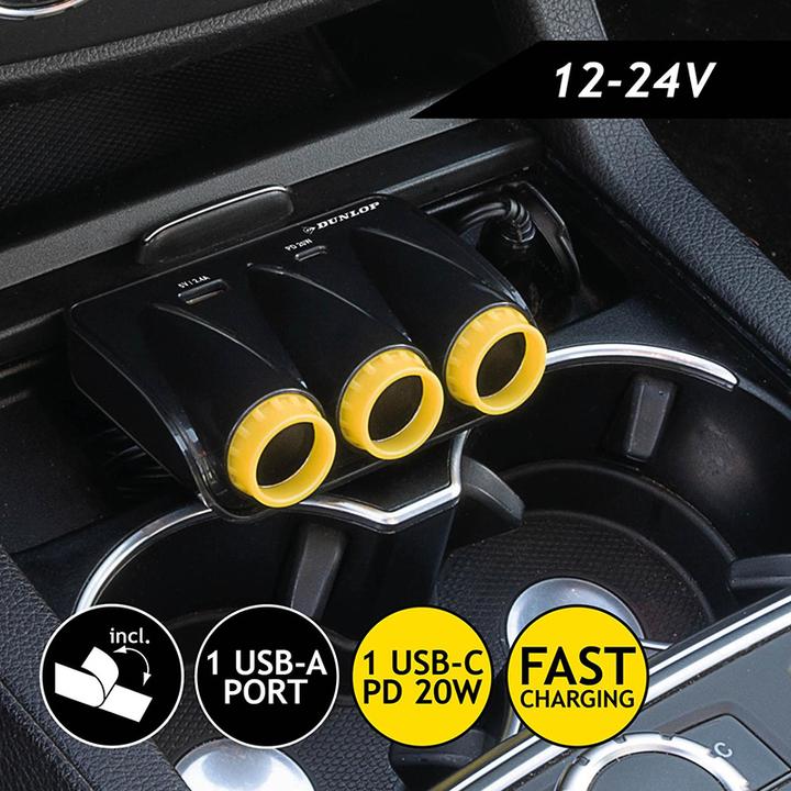 Dunlop Socket 3 Way 12/24V ABS