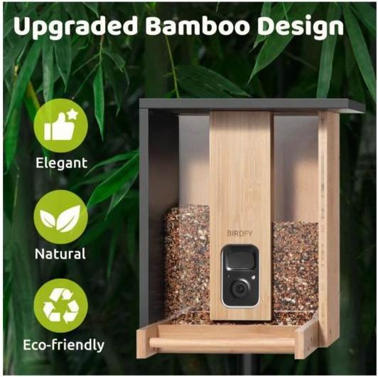 Productafbeelding Birdfy Voederbak Bamboe AI op abonnement + Zonnepaneel