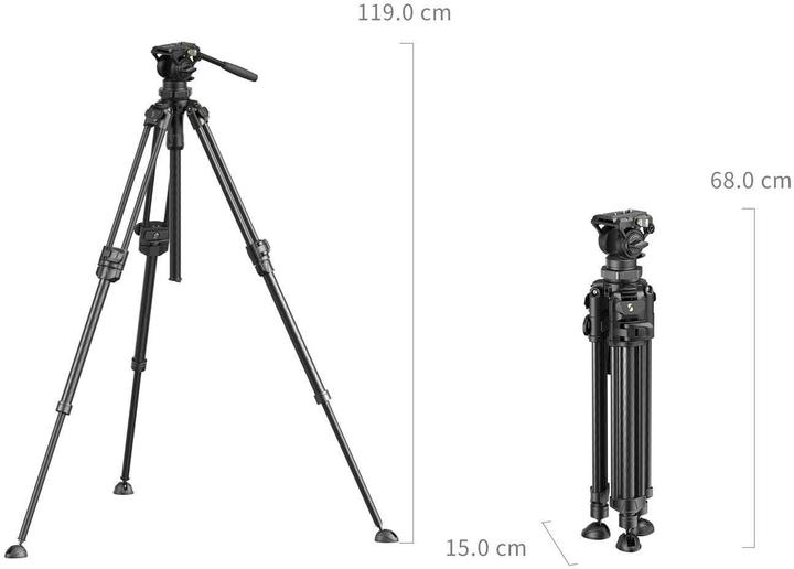 Image du produit SmallRig Kit de trépied vidéo léger en fibre de carbone AD 50 Pro 4420 (Matières plastiques)