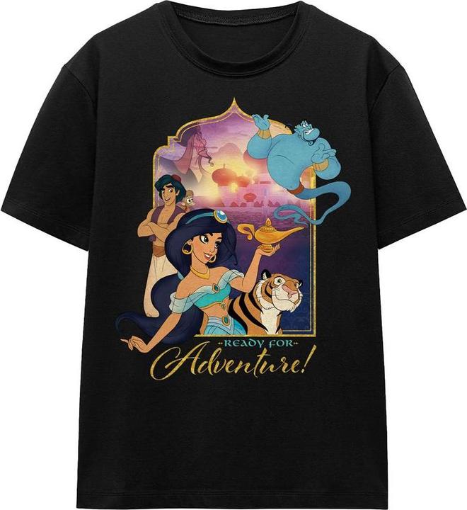 Actual product image Aladdin Unisex Adult Are Ready For Adventure Jasmine Abu Rajah Genie T-Shirt (XL)