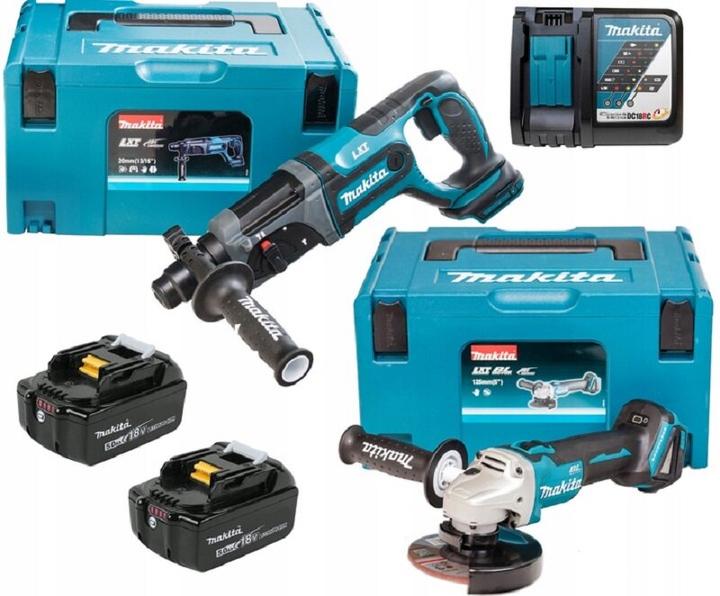 Actual product image Makita COMBO SET 18V DLX2153TJ1 (DGA504 + DHR241) 2x5,0Ah.
