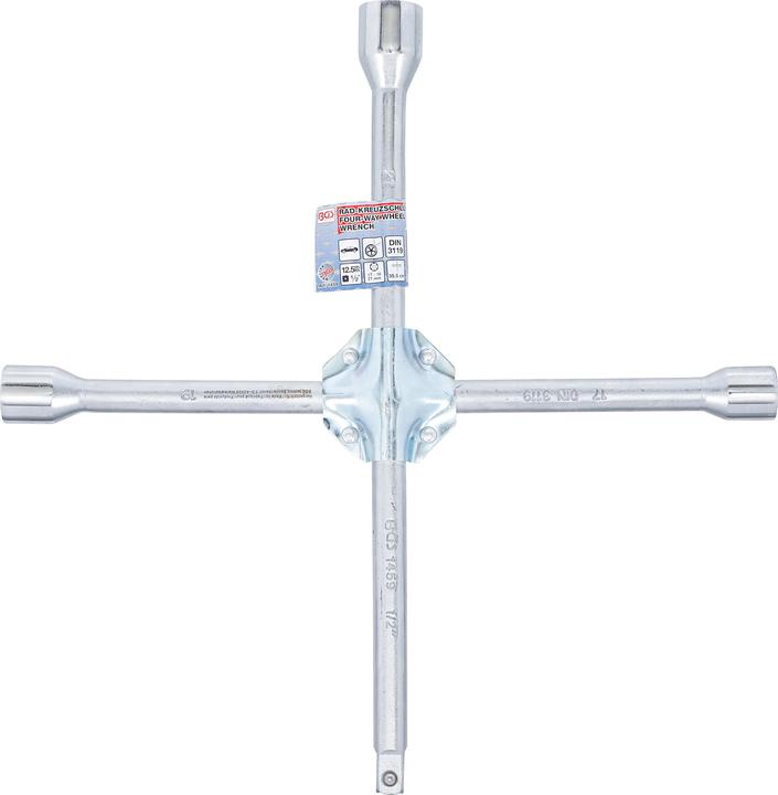 Immagine prodotto BGS Chiave a croce per dadi ruote per autovetture quadrato 17 x 19 x 21 x 12,5 mm (1/2")