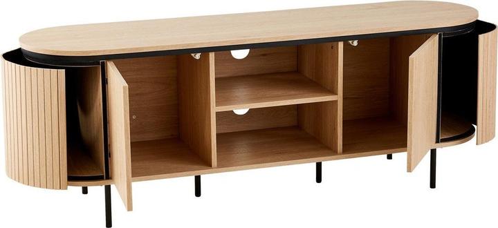 Image du produit CaliCosy Meuble TV 2 portes avec côtés effet rainuré L150 cm - MALAGA (150 x 40 x 55 cm)