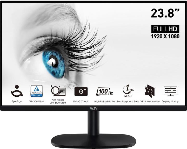 Actual product image MSI PRO MP245VDE Monitor 60 cm (23.8 inch)(Full HD, VA, 1ms, HDMI, VGA, 100Hz, Adaptive-Sync, Tiltba (1920 x 1080 pixels, 23.80")
