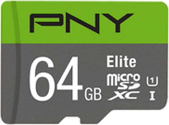 PNY microSDXC Card Elite UHS-I U1 64 GB (64 GB, SDXC, U1, UHS-I)
