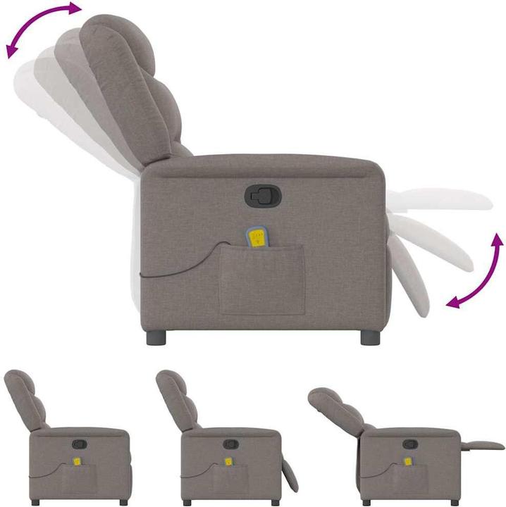Immagine prodotto VidaXL Poltrona massaggiante Tessuto Taupe Poltrona TV massaggiante Poltrona con funzione massaggio