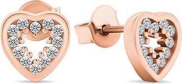 Brilio Silver - Charming bronze earrings with zircons Hearts EA573R