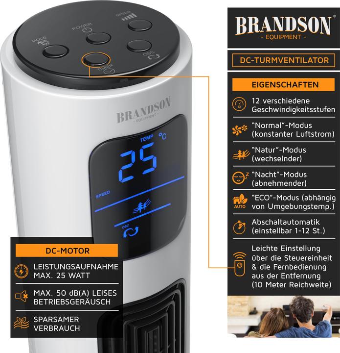 Actual product image Brandson Tower fan (50 dB)