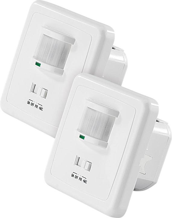 Revolt 2er-Set Automatische Lichtschalter mit Bewegungsmelder & Sound-Sensor (12 m)