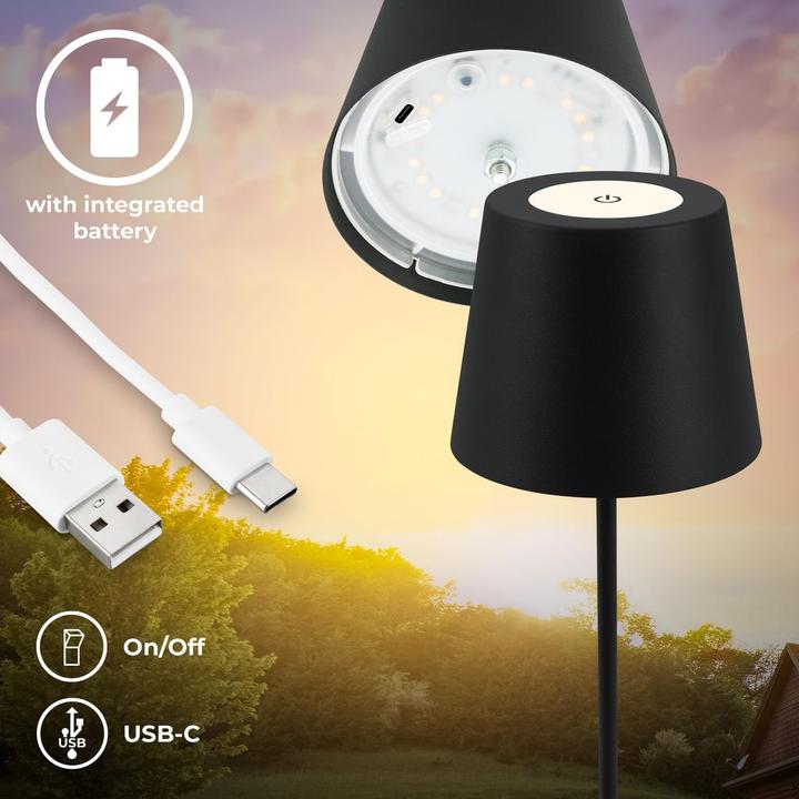 Produktbild B.K.Licht LED Akku Tischleuchte, IP44, 2,5W, schwarz