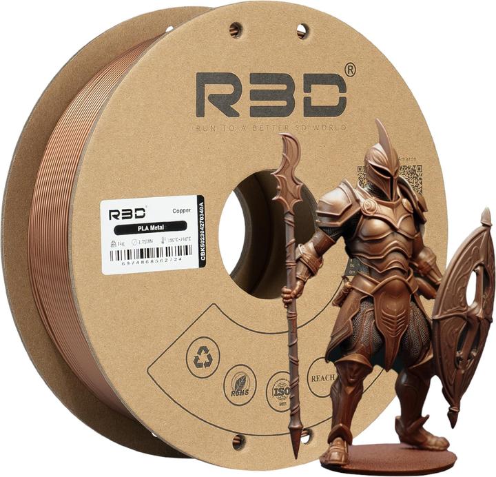 Image du produit R3D Filament PLA métal cuivre 1.75mm 1Kg (PLA, 1.75 mm, 1000 g, Cuivre)