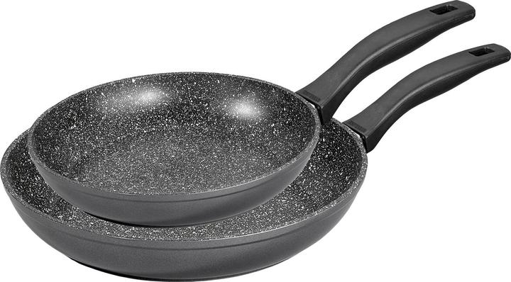 Actual product image Stoneline 3-piece pan set 24/28 | with lid - Black (28 cm, Pan set + pot set, Cast iron)