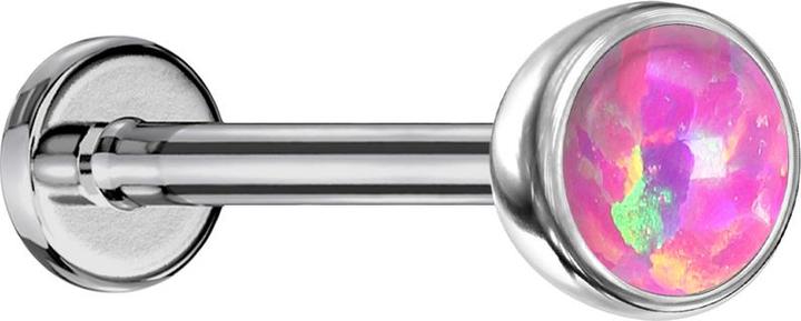 Produktbild Star Piercing Micro Threadless Labret silber Halbkugel mit Opal pink (ohne Messing, Titan G23)