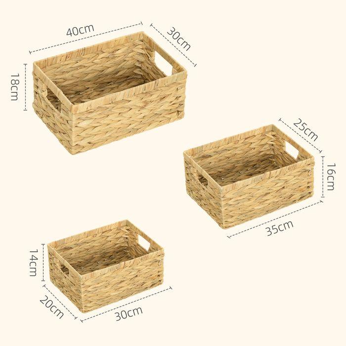 Image du produit Swisshandel24 3er-Set Aufbewahrungskorb, geflochtener Körbe aus Wasserhyazinthe Naturholz (3 x)