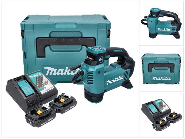 Actual product image Makita DMP 181 RAJ Battery compressor 18 V 11.1 bar + 2x battery 2.0 Ah + charger + Makpac (11.10 bar)