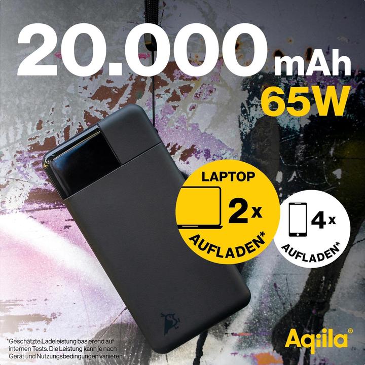 Immagine prodotto Aqiila Powerbird B20B+ - Powerbank 20000 mAh, 65W - Nero (20000 mAh, 65 W, 74 Wh)
