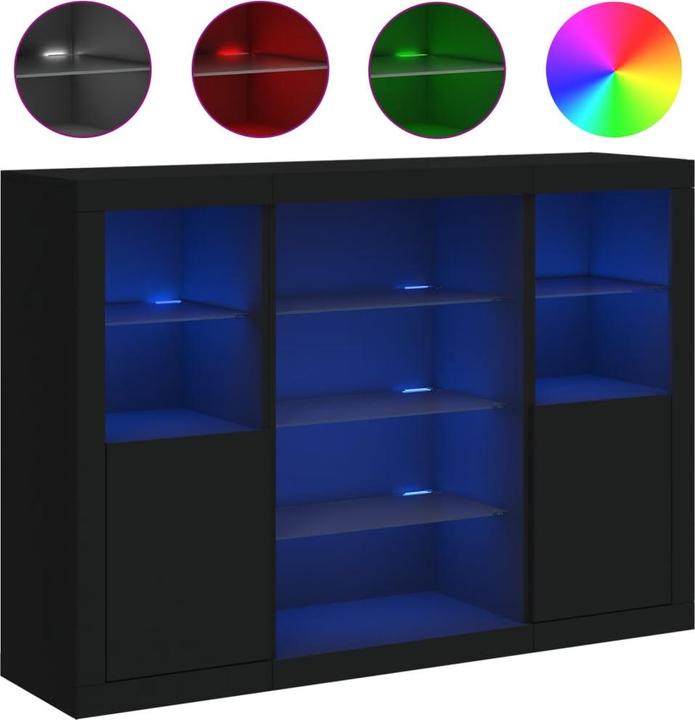 Actual product image VidaXL Sideboards with LED lights 3 pcs. black (142.5 x 37 x 100 cm)