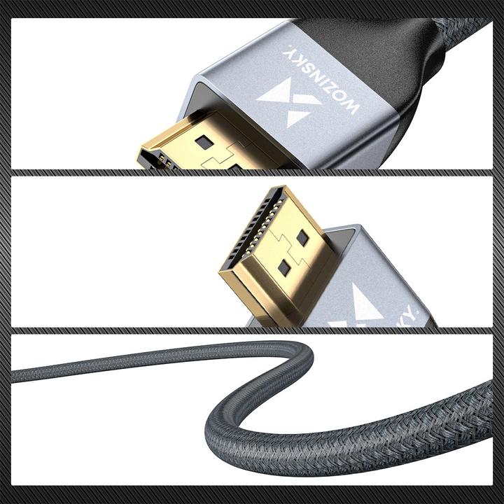 Actual product image Wozinsky cable HDMI 2.1 8K 60 Hz 48 Gbps / 4K 120 Hz / 2K 144 Hz 1 m Silver (WHDMI-10) (1 m, HDMI)