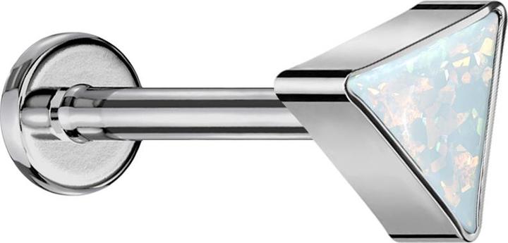 Produktbild Star Piercing Micro Labret Innengewinde silber dreieck silber Opal weiss (ohne Messing, Titan G23)