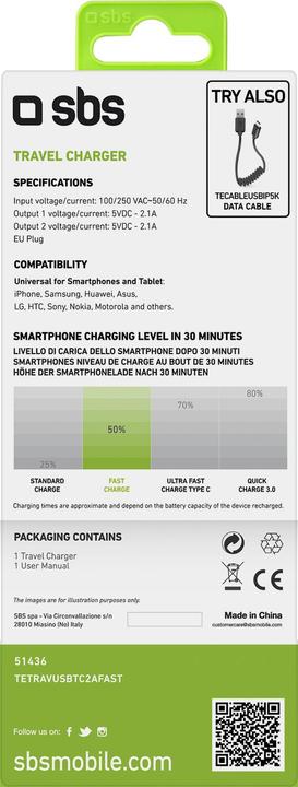 Produktbild SBS Fast-charging USB - Type-C travel charger (10 W)