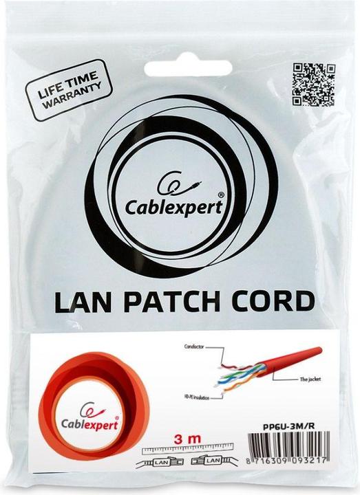 Actual product image Gembird Patch cable (U/UTP, CAT6, 3 m)