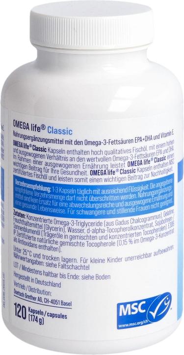 Nährwerte und Zutaten Omega-Life Classic (120 Stück, Kapseln, 235 g)