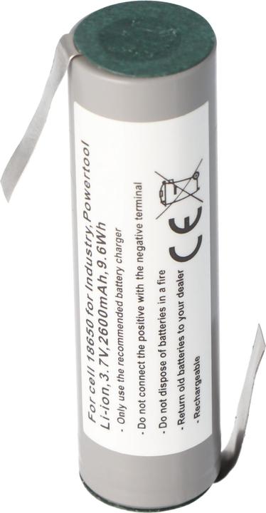 Produktbild AccuCell Akku 18650 für Industrie, Powertool, Li-ion, 3,7V, 2600mAh, 9,6Wh mit Lötfahne in Z-Form (18650, 2600 mAh)