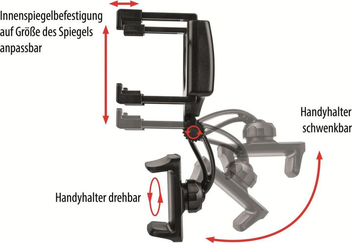 Produktbild Eufab KFZ Smartphone Halterung mit Innenspiegel Befestigung