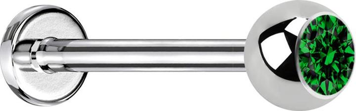 Produktbild Star Piercing Micro Labret silber mit Kugel und Kristall grün (ohne Messing, Chirurgenstahl 316L)
