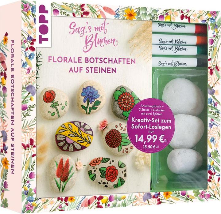 Immagine prodotto Kreativ-Set: Sag's mit Blumen - Florale Botschaften auf Steinen. Mit Anleitungsbuch und Mat (Tedesco, Ludmila Blum, 2024)