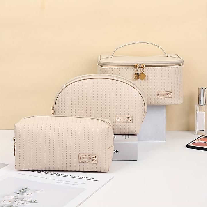 Actual product image Only-Bags.Store 3pcs/set cosmetic bag, portable large opening square cosmetic bag / shell design