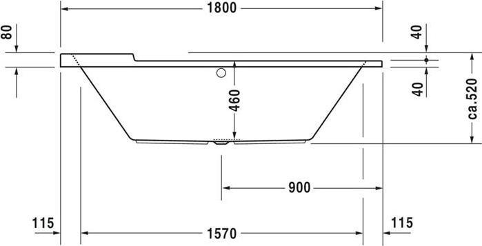 Produktbild Duravit Oval-Whirlwanne STARCK 170 l 180x80 we 2 RS Combi-System P (170 l, 180 cm, 80 cm)