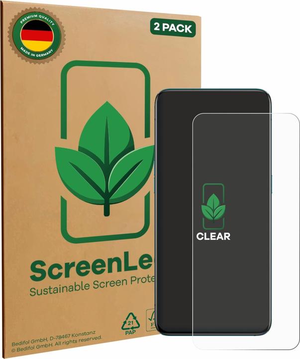 Actual product image ScreenLeaf Screen Protector sustainable Screen Protection, clear, anti-scratch (2 Piece, Oppo Reno 5G)