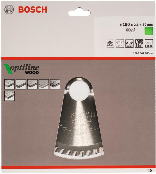Actual product image Bosch Professional Zubehör PRO Wood circular saw blade, 190 x 2.6 x 30 mm